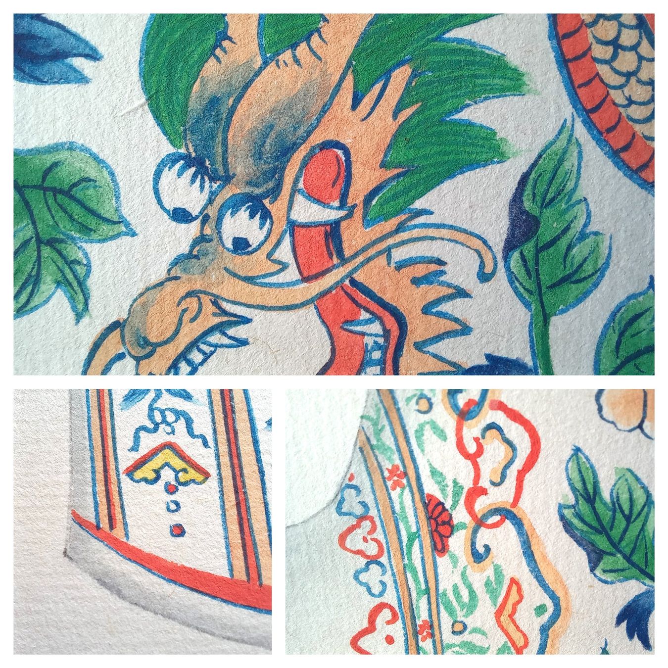 Gemälde: Antike Darstellung der Doucai-Vase, China – Gebraucht aus Bévilard von Orscha 8