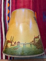 Stehlampe Pergamentschirm handbemalt Zürich Limmat 165cm