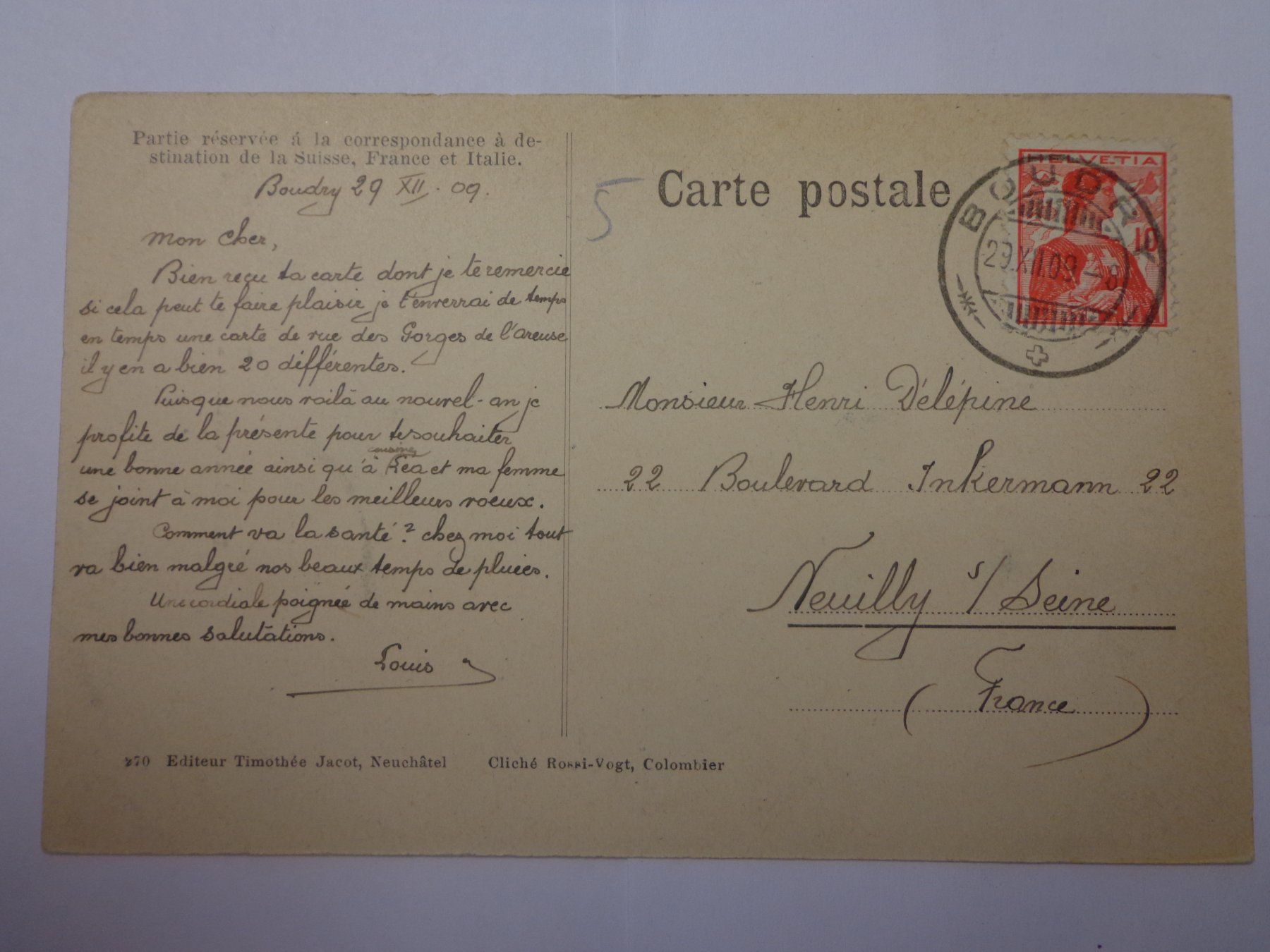 Cartoline postali: Antike Postkarten Ansichtskarten Schweiz Gorges de l`Areuse – Usato da Andeer venduto da Baerenburger 1