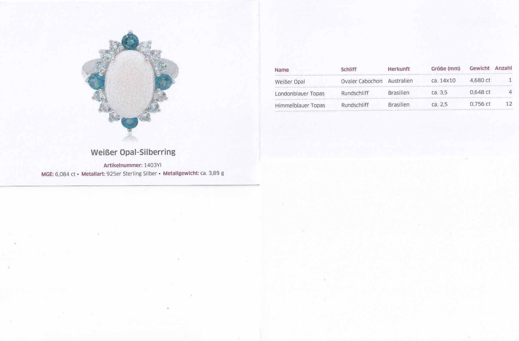 Anelli: Echtschmuck: Weisser Opal-Silberring 17/53 – Nuovo (secondo la descrizione) da Zuchwil venduto da maumauchi 1
