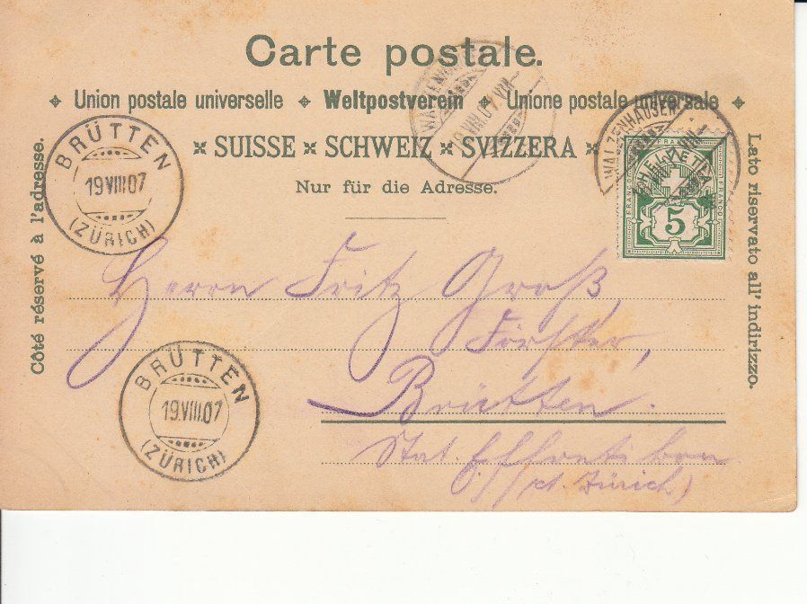 Cartoline postali: Walzenhausen 1907 – Usato da Bürglen TG venduto da StampGraf 1