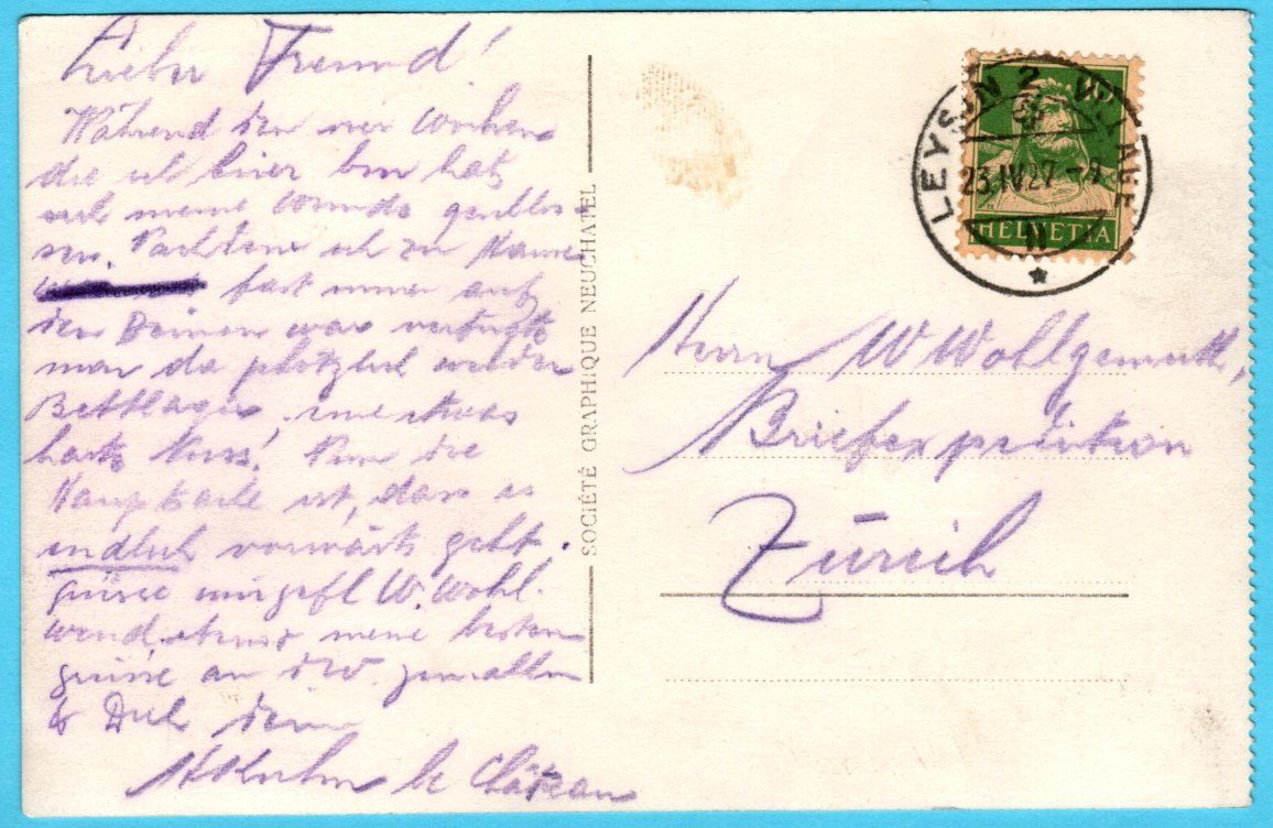 Cartoline postali: Leysin 1927 – Usato da Zürich venduto da Sion2006 1