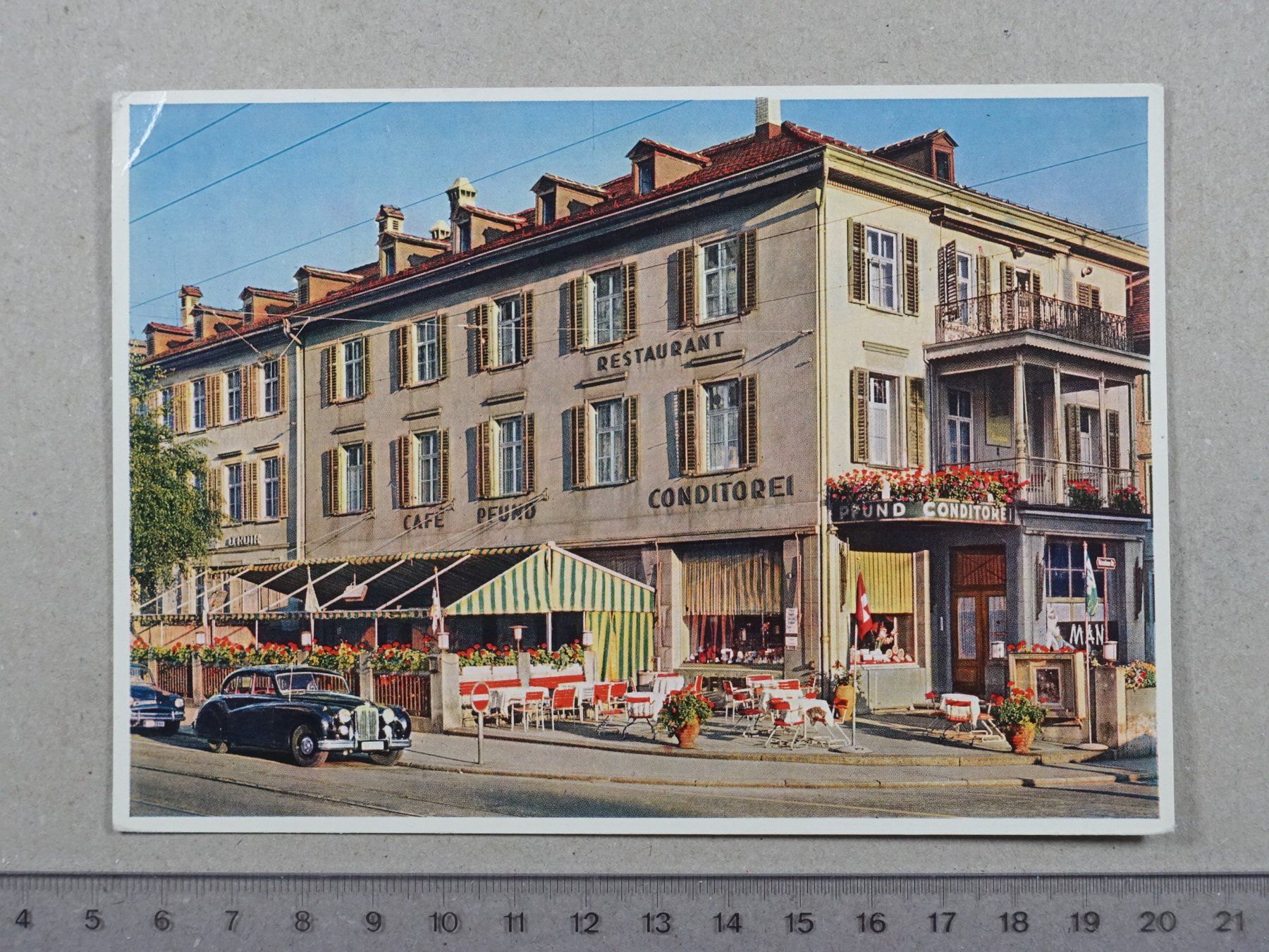 Cartes postales: St. Gallen, Café Pfund, 1964, Auto, Oldtimer – D'occasion à Lenzburg par fh1