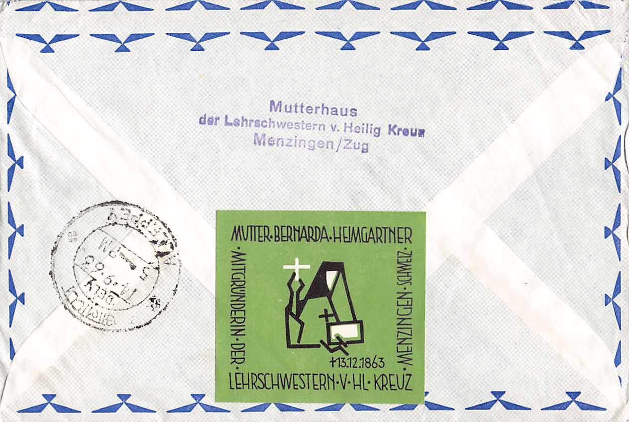 Tutti i francobolli: 5 FLUGBRIEFE u.a. MENZINGEN nach SÜDINDIEN – Usato da Lufingen venduto da philatelieshop 1
