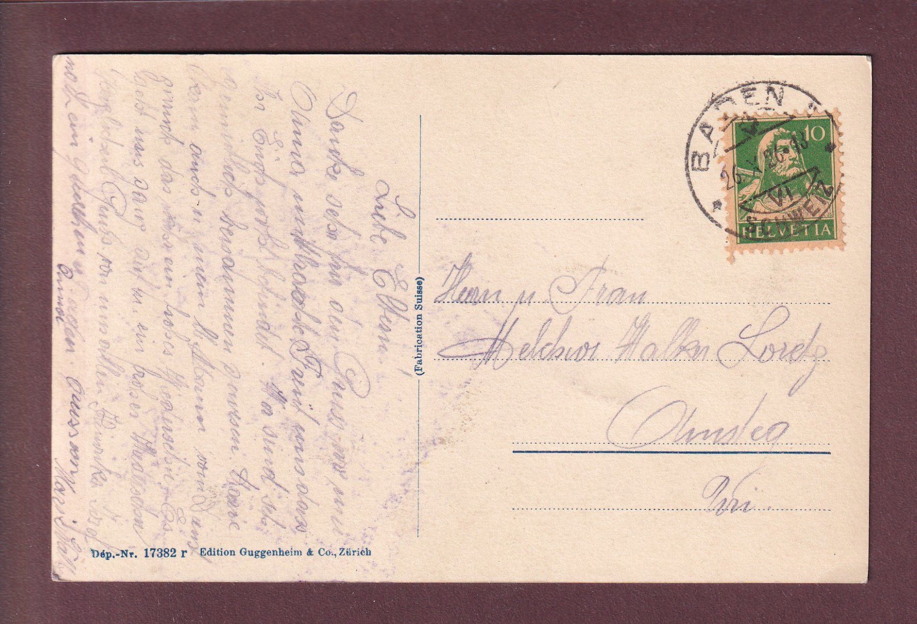 Cartes postales: BADEN - Trinkbrünnelein am Badeplatz - 1926 – D'occasion à Pully par nicecards 1