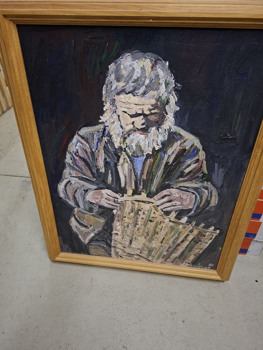 Dipinti: Ölgemälde "Korbflechter" signiert A. Brigger, 70x90cm – Usato da Grossdietwil venduto da mahsoumi