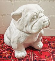 Grosse Bulldogge Gartenfigur weiss Vintage Deko Figur 40cm