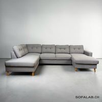 U-FÖRMIGES SOFA KLASSIKER GRAU MIT SCHLAFFUNKTION