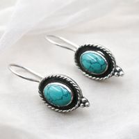Türkis Ohrringe echt Silber 925 Howlith Ohrhänger Oval Paar