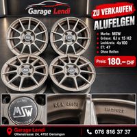 MSW Alufelgen 6J x 15 Zoll Lochkreis 4x100 ET 47 4 Stk