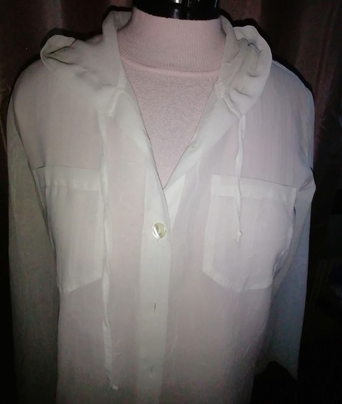 Camicette: Halbtransparente Retro Long Bluse mit Kapuze – Usato da Corcelles-près-Payerne venduto da RxOne_Krs 2