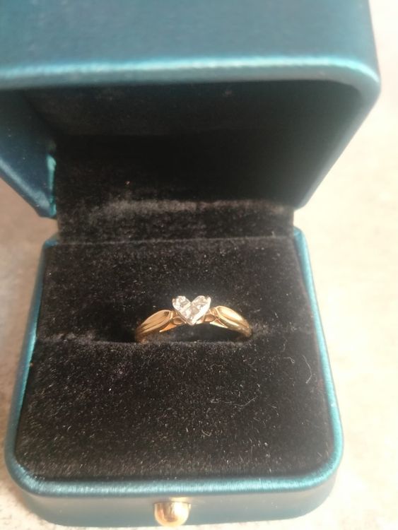 Bague Or Jaune 585/14 Carats - Taille 56 (17,8 Mm) - Deux Diamants 0,03 Ct