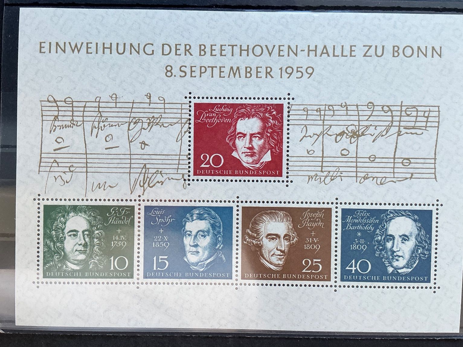 Tutti i francobolli: BRD 1959 Beethoven Block 2  postfrisch – Nuovo (secondo la descrizione) da Oberrieden venduto da Zimartin1