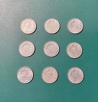 Schweizer 50 rp. Silber 9 stk. 1950-51-60-61-66