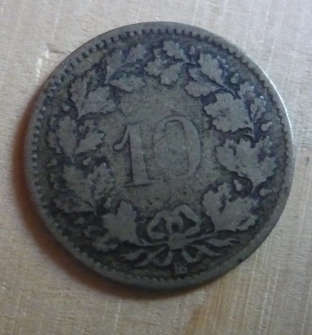 Alle Münzen: 10 Rappen 1850, ss – Gebraucht aus Rieden SG von Sammelfreund 1