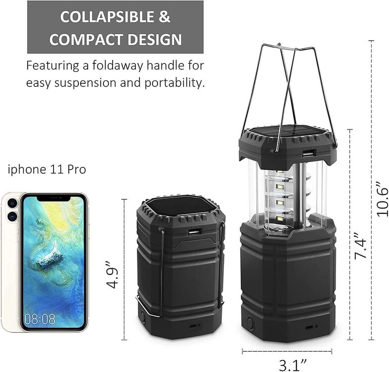 Lampen: LED Campinglampe Solar Wasserdicht Laterne Notfallleuchte – Neu und originalverpackt aus Herisau von PaddlePeak 2