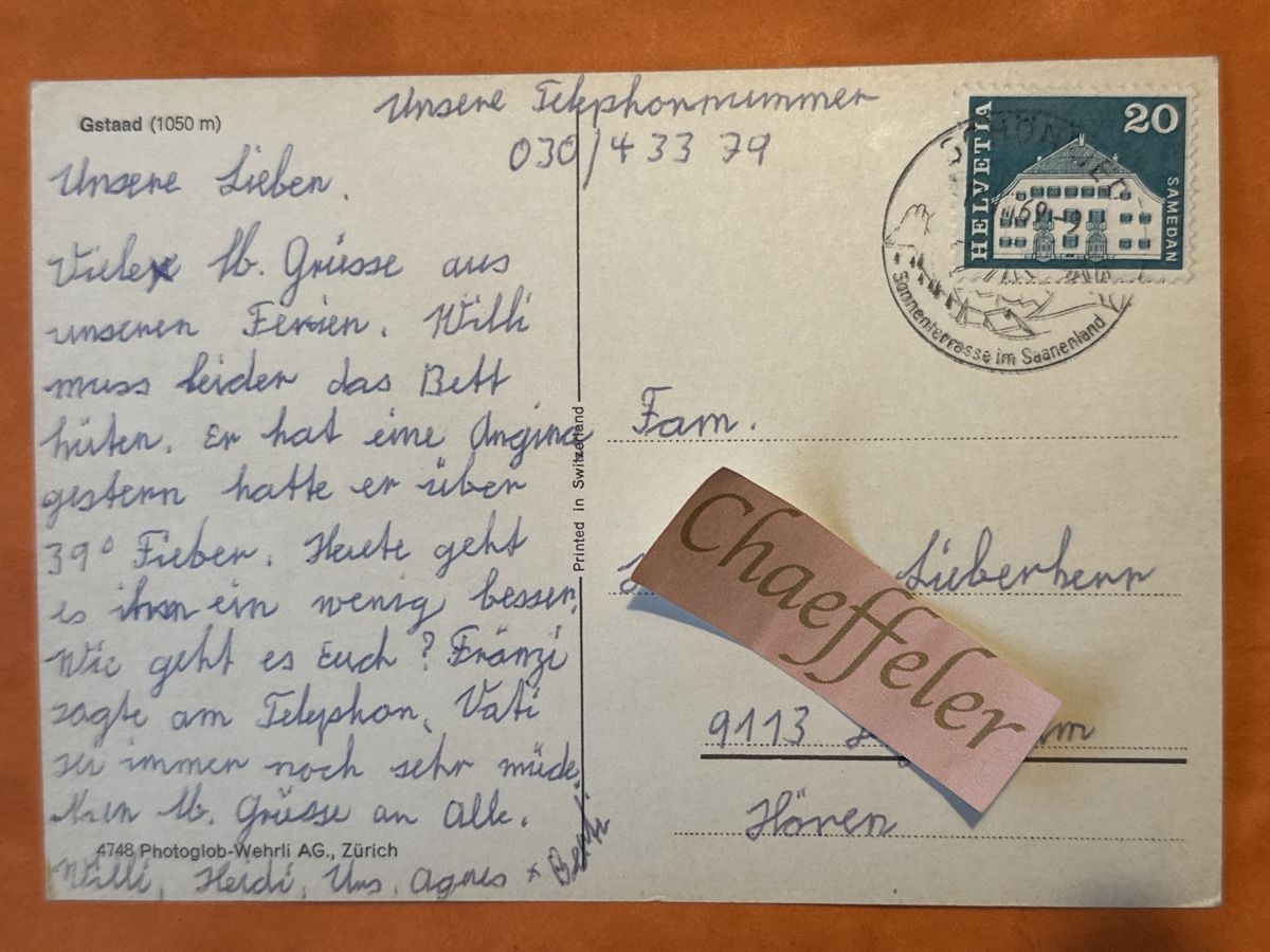 Ansichtskarten: 1969 Gstaad Bernerhof – Gebraucht aus Zürich von Chaeffeler 1