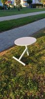 Table basse ronde à roulettes, réglable en hauteur
