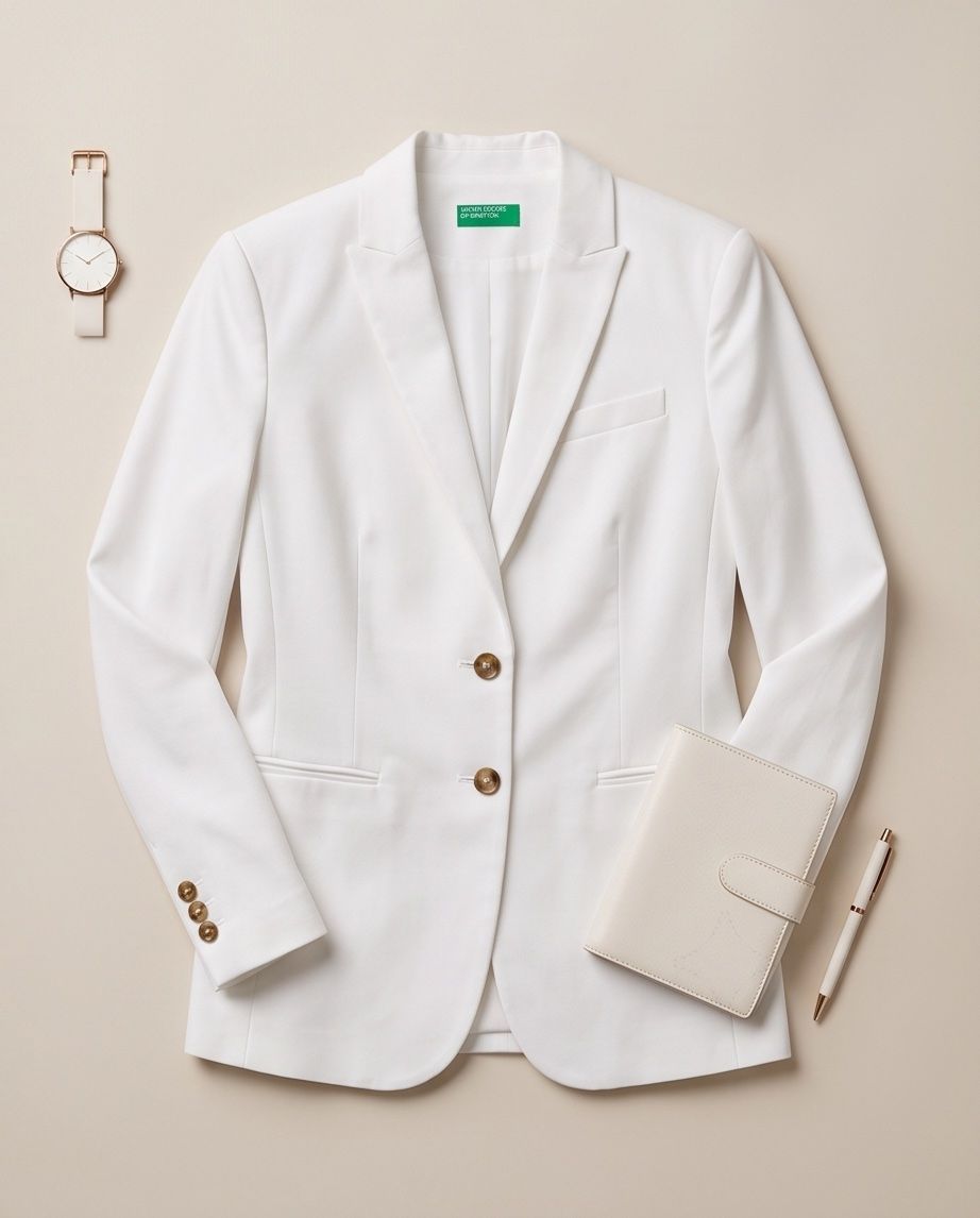 Benetton Jacken: BENETTON Blazer blanc - neuf - taille 38 – Neu (gemäss Beschreibung) aus Vuisternens-Romont von gol_xp6p