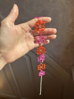 🌸Halskette mit Blumen - Rot Pink Perlen