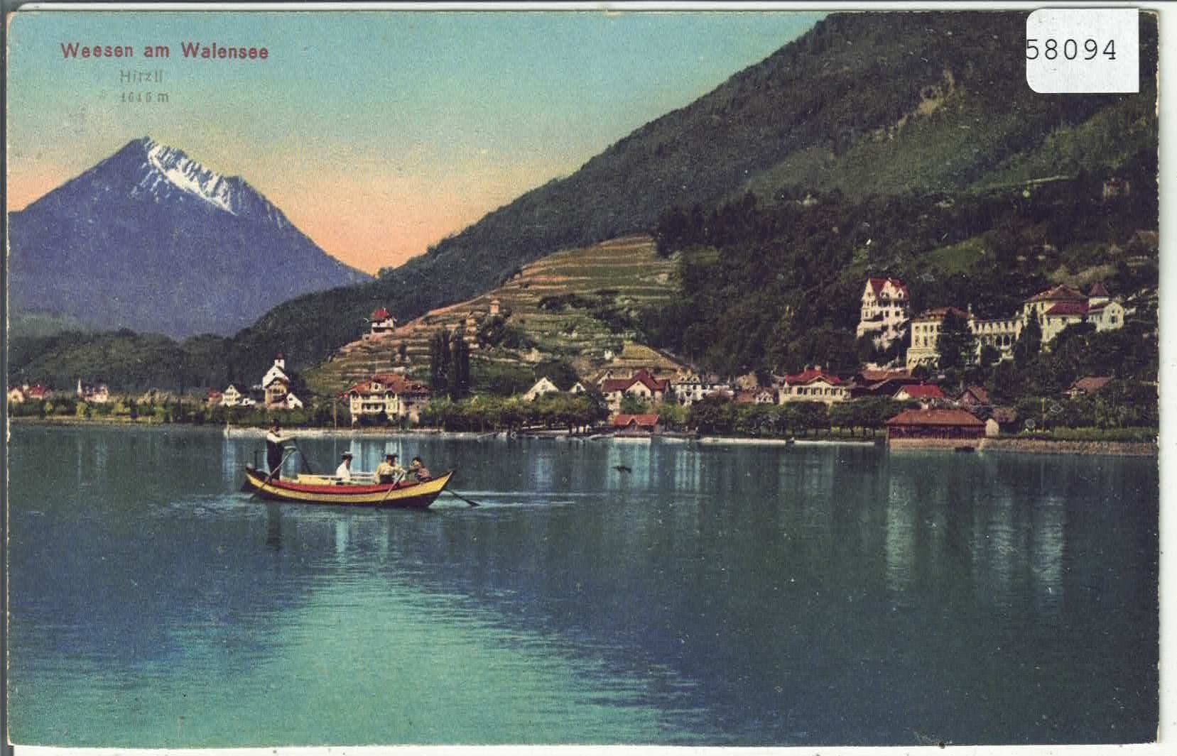 Cartoline postali: Weesen am Walensee - Ruderboot - Litho – Usato da Ettingen venduto da Kartenplanet