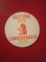 alter Bierdeckel Langenthal Bier Motiv Bär mit Bier
