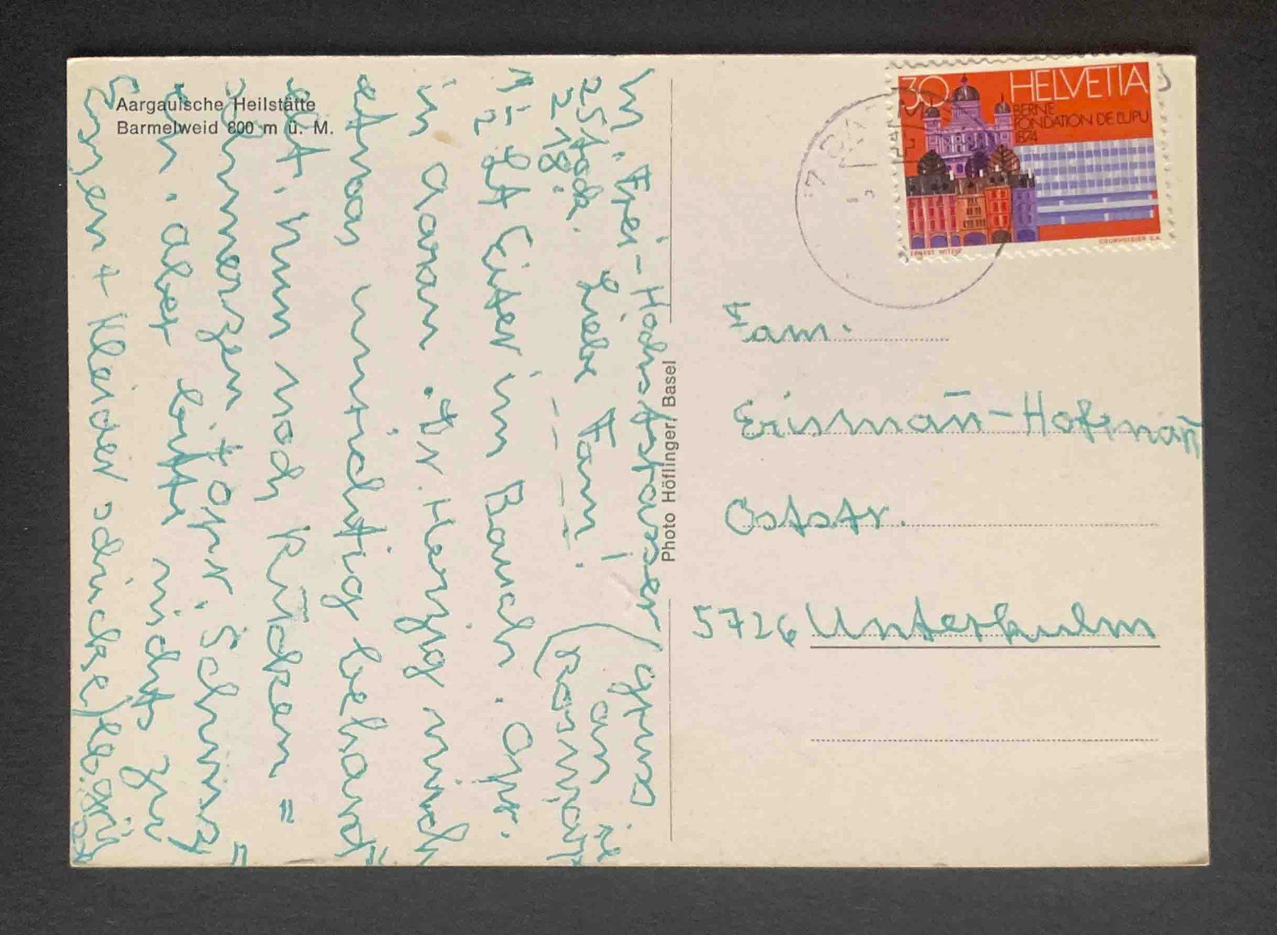 Cartoline postali: AK Aargauische Heilstätte Barmelweid – Usato da Goldau venduto da artelier1 1