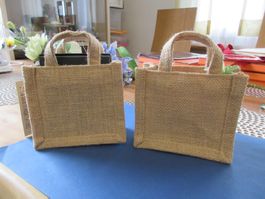 2 Mini100%Jute bag from Muji,Japan for small gift, deco/new