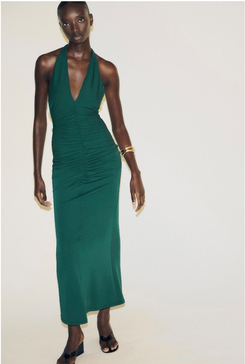 Zara Vestiti: Zara Langes Neckholder-Kleid mit Raffungen – Nuovo e nell'imballaggio originale da Basel venduto da rey_d2s7