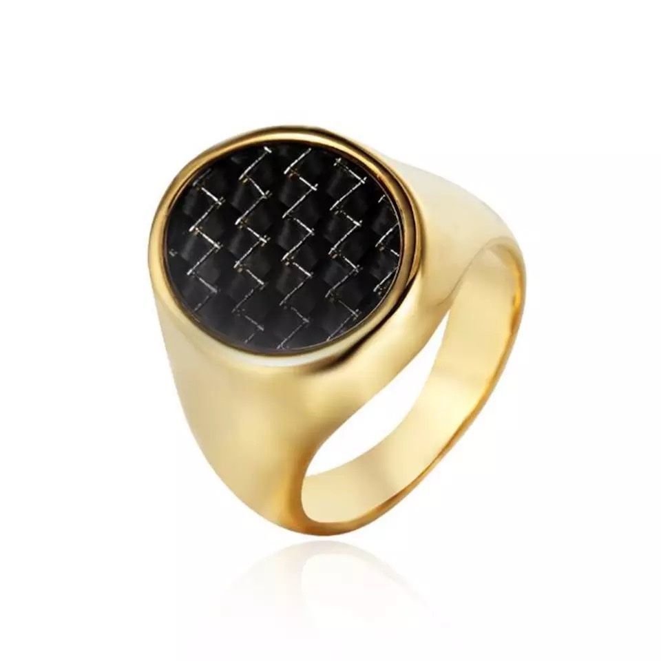 Anelli: Men ring gold Carbon Fiber – Nuovo e nell'imballaggio originale da Aarburg venduto da StavFashion