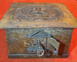 Antiker Opferstock  Truhe Trickschloss
