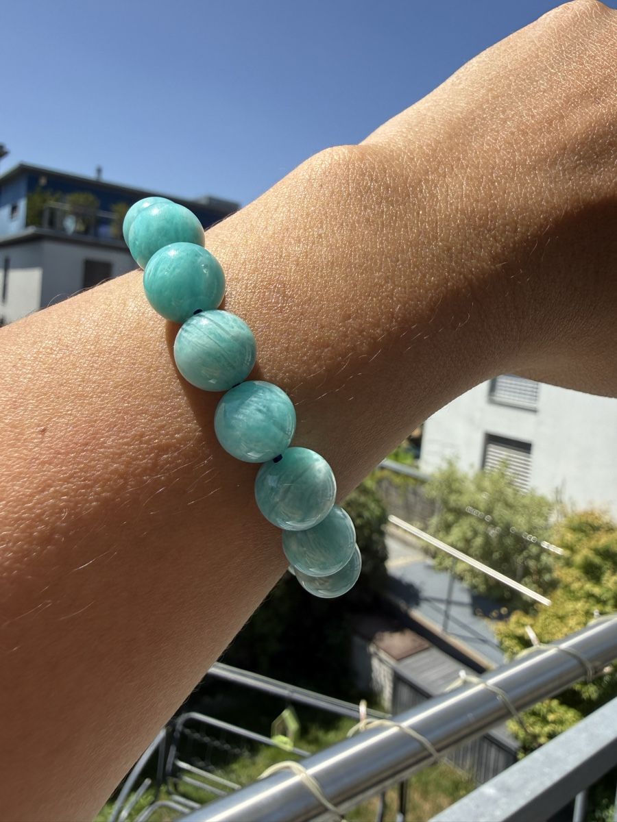 Bracciali & Braccialetti: Amazonit Armband 10mm | Naturstein Perlenarmband Elastisch  – Nuovo (secondo la descrizione) da Jegenstorf venduto da SteinGlanz