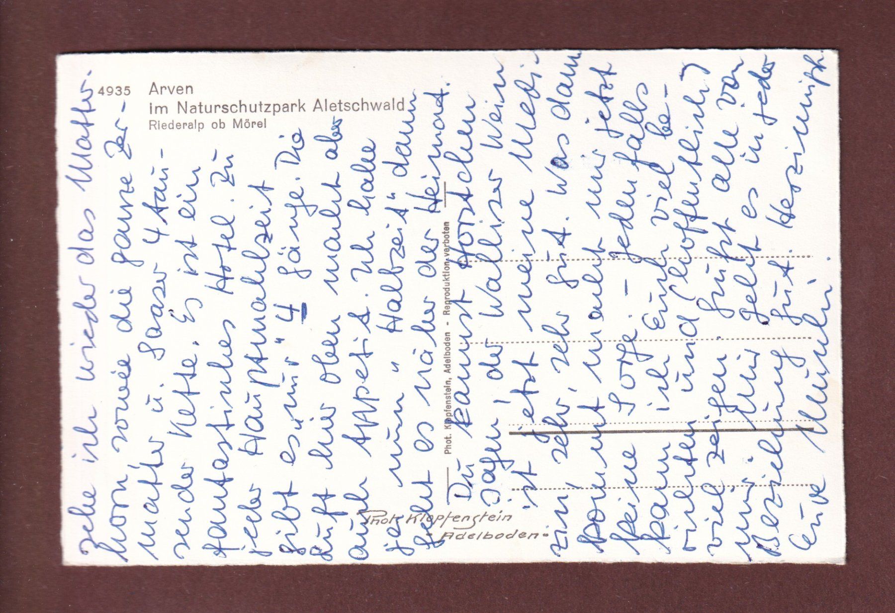 Cartoline postali: ALETSCHWALD - Arven – Usato da Pully venduto da nicecards-shop 1