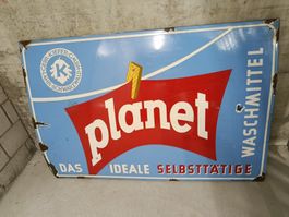 Emailschild Planet Waschmittel 77 cm x 117 cm 30er Jahre
