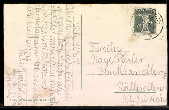 Cartoline postali: AK Flawil, Blick auf das Schulhaus – Usato da Berlin venduto da bartko-reher 1