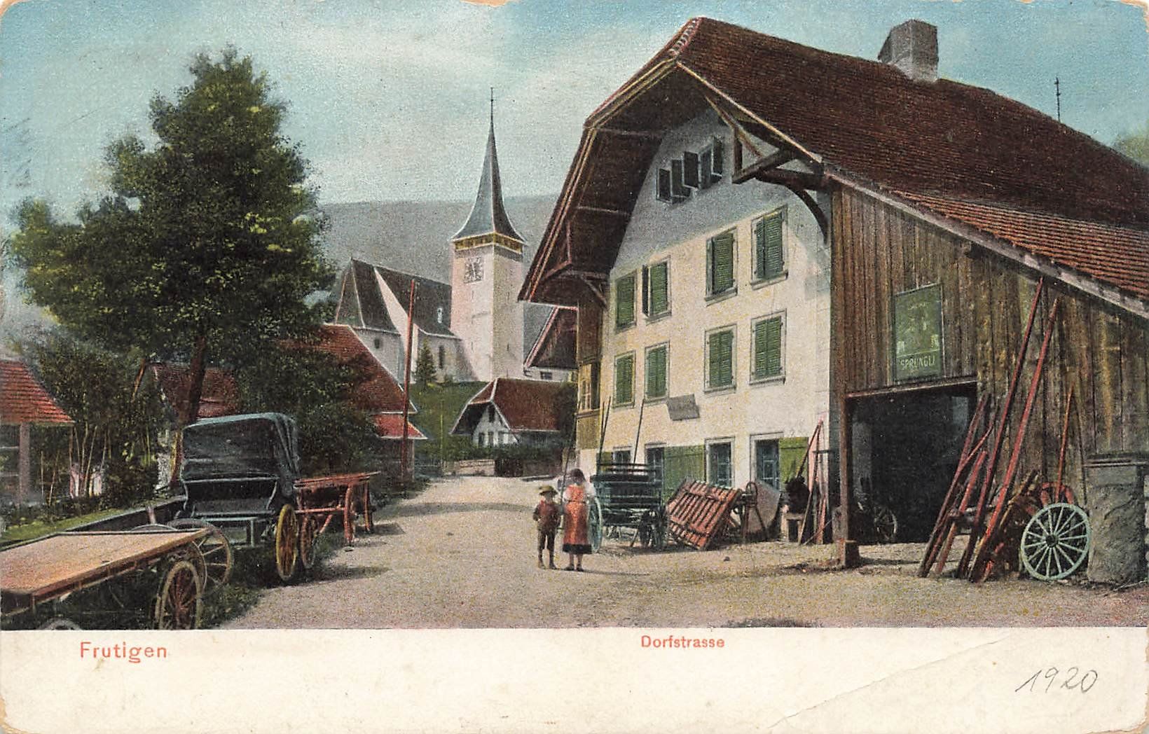 Ansichtskarten: Frutigen Dorfstrasse – Gebraucht aus Schwyz von Seffi56