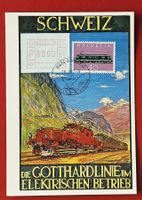 AK PLAKAT GOTTHARD BAHN IM ELEKTRISCHEN BETRIEB AMSTEG 1982