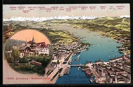 Zürich, Totalansicht mit See aus der Vo