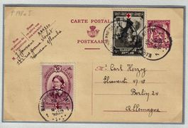 Belgien, Ganzsache mit Zusatzfrankatur BM des RK