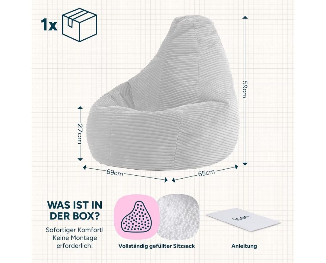 Poltrone: Kinder Sitzsack Cord – Usato da Watt venduto da claumau1 2