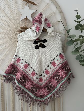 Kinderponcho mit Kapuze, Gr. 116 *NEUWERTIG