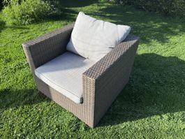 Lounge Gartensessel / Polyrattan Sessel mit Kissen