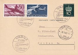 1960: LIE Helikopter-Post nach Zürich, Nr. F35 + F36, mit SS