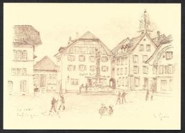 Studentenkarte Alt Zofingerverein Zeichnung Zofingen