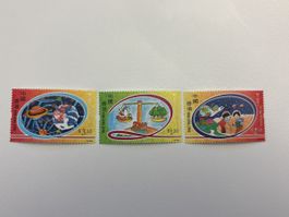 3 seltene Hongkong Briefmarken Jahr 2000 Kinder China