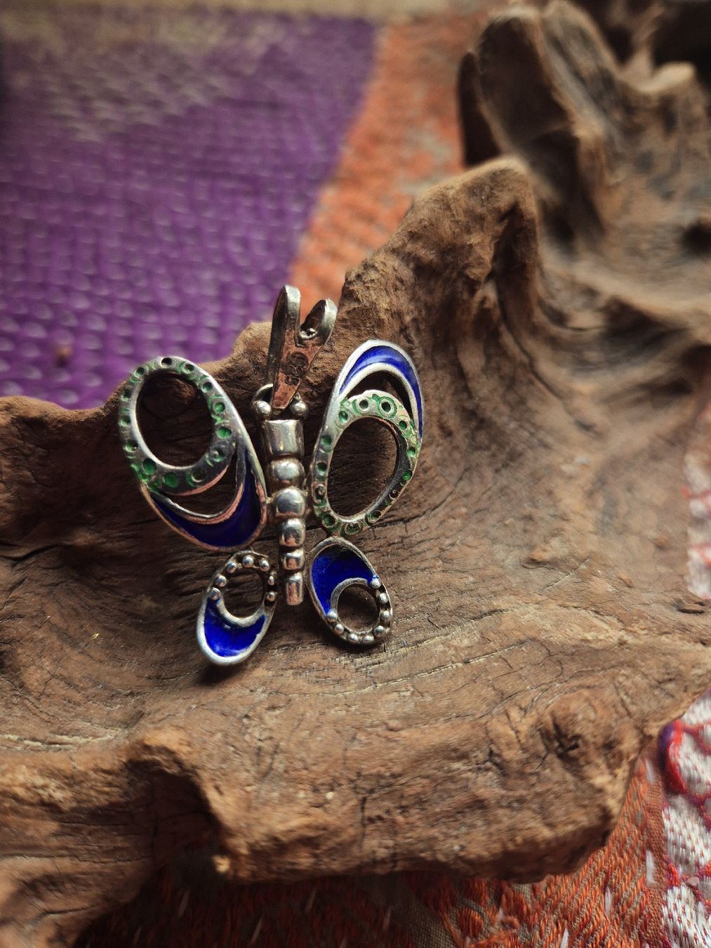 Ciondoli: Retro 925 Silber Emaille Schmetterling Anhänger – Usato da Niederdorf venduto da frau.patchouli 1