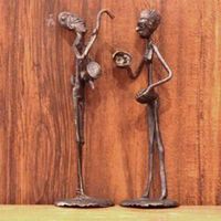 Couple africain filiforme, bronze 15 cm