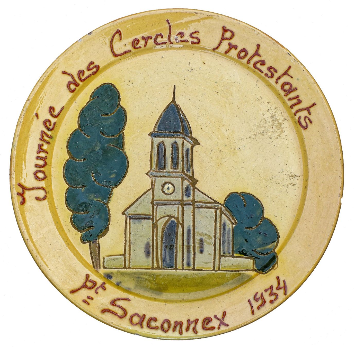 Piatti: JOURNÉE DES CERCLES PROTESTANTS - 1934 "Assiette Décoration" – Usato da Onex venduto da gonsla