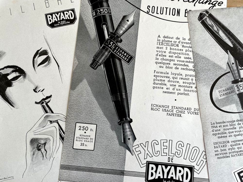 Bayard Fülhalter - 3 alte Werbungen / Publicités 1944/46 (Gebraucht) in ...