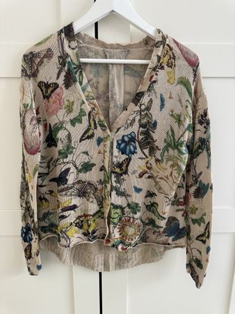 Cardigan / Strickjacke mit Blumenmuster S
